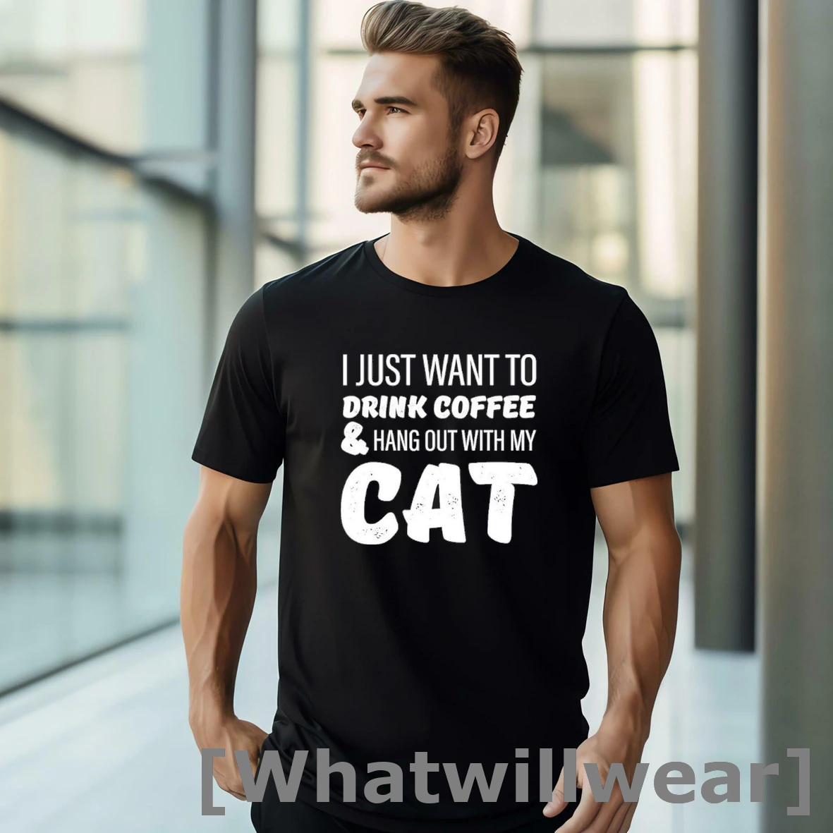 Official I Just Want To Drink Coffee Hang Out With My Cat Shirts