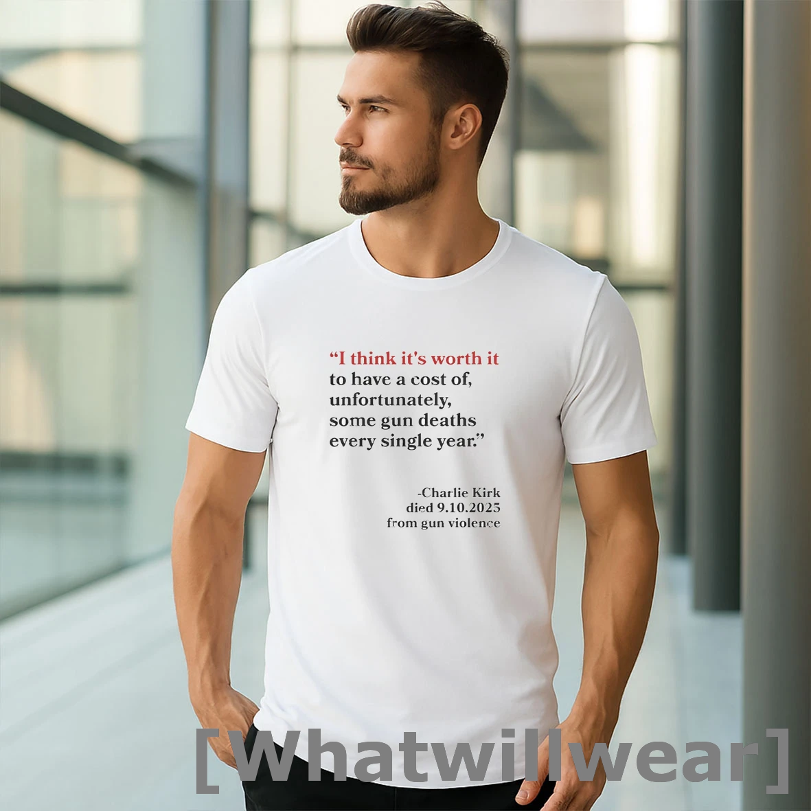 Official I Think Its Worth It To Have A Cost Of Unfortunately Some Gun Deaths Every Single Year Charlie Kirk Tshirts Sweater