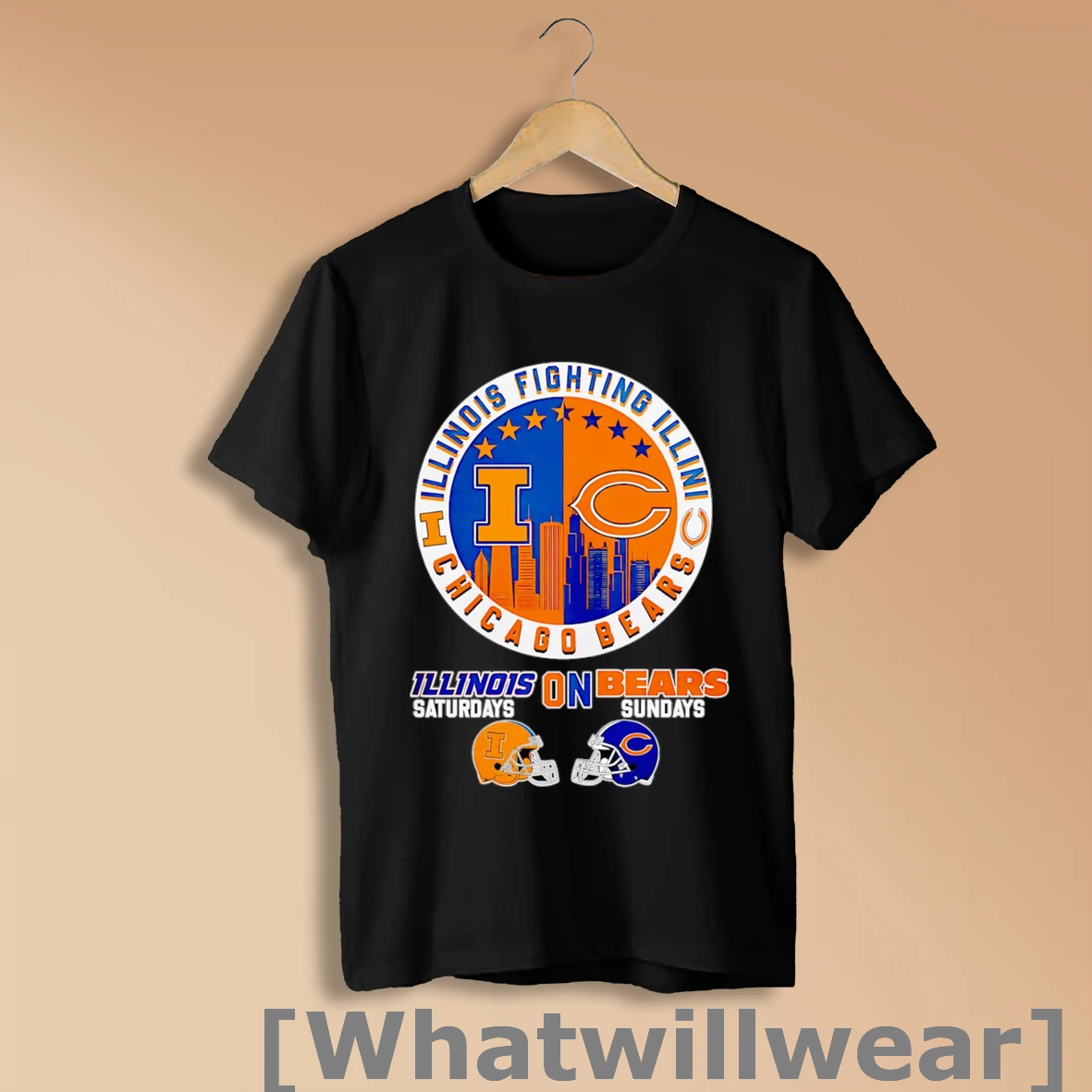 Official Illinois Fighting Illini On Saturdays Chicago Bears On Sundays Skyline Shirt Sweatshirt