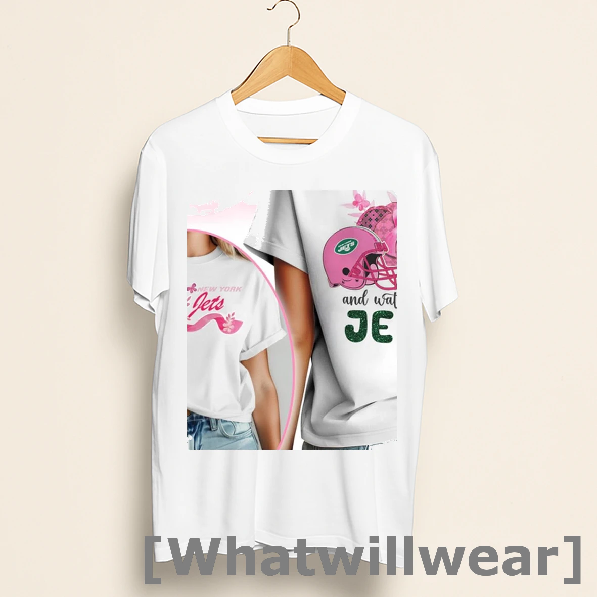 Official In October We Wear Pink And Watch New York Jets 2 Sided Shirts