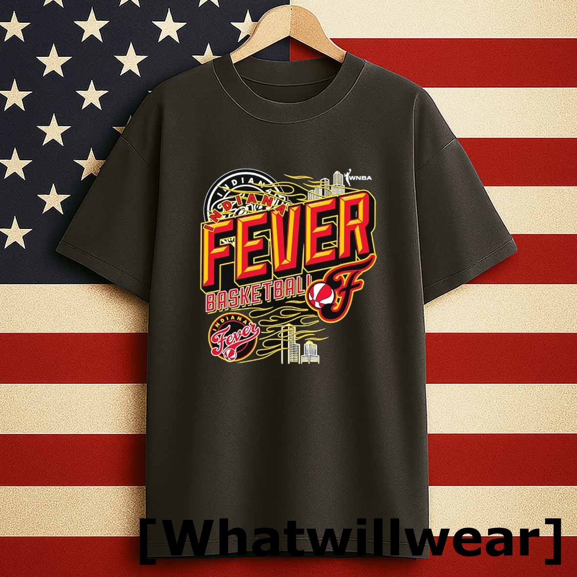 Official Indiana Fever Basketball Wnba Stitches Skyline Tshirts Sweater