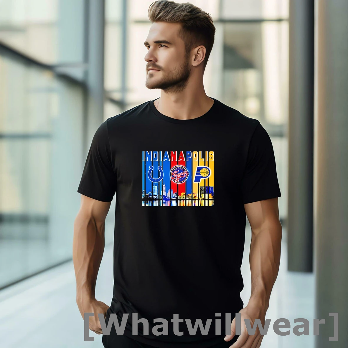 Official Indianapolis Skyline 3 Team Indianapolis Colts Indiana Fever Indiana Pacers Tshirts Sweater