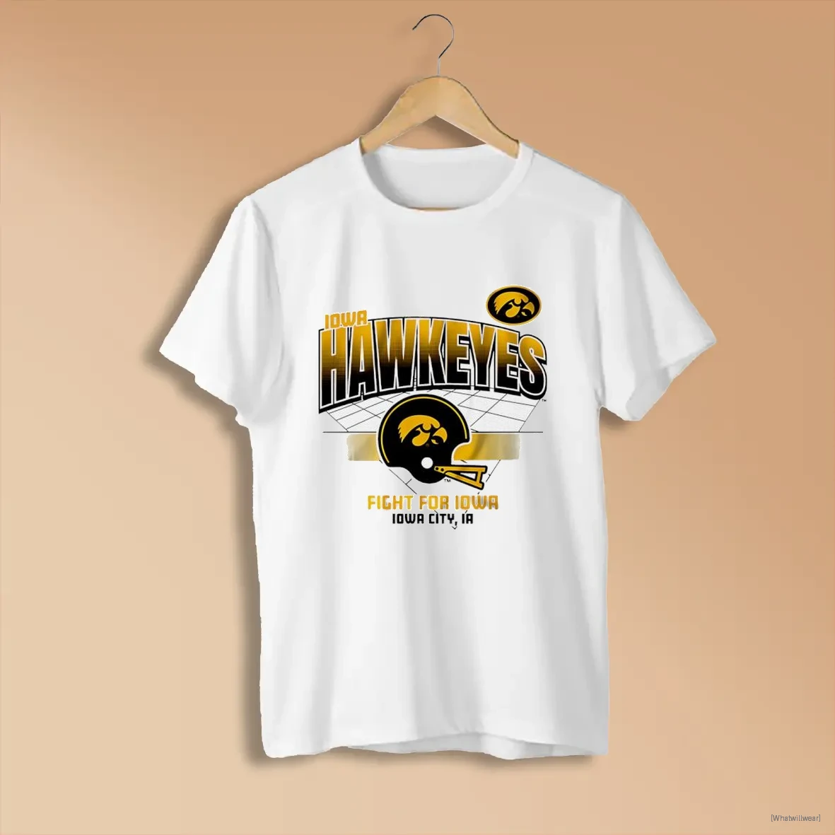 Official Iowa Hawkeyes Football Fight For Iowa Helmet Grid T White Shirts