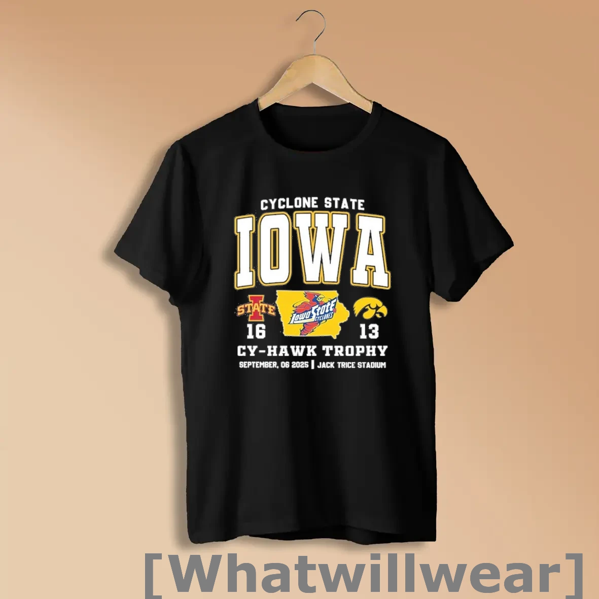 Official Iowa State Cyclones 16 13 Iowa Hawkeyes 2025 Cy Hawk Trophy Shirts
