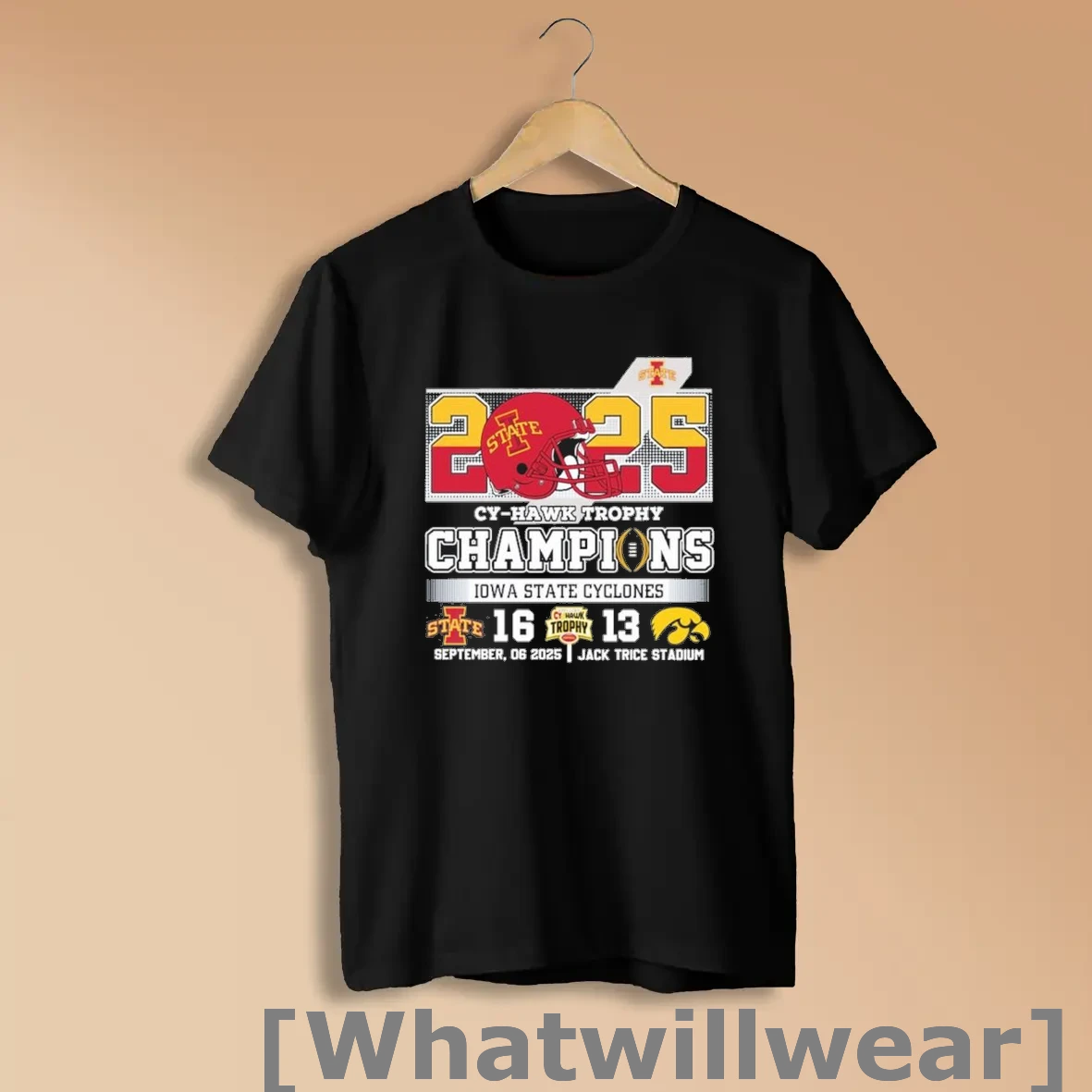 Official Iowa State Cyclones 2025 Cy Hawk Trophy Champions 16 13 Iowa Shirts