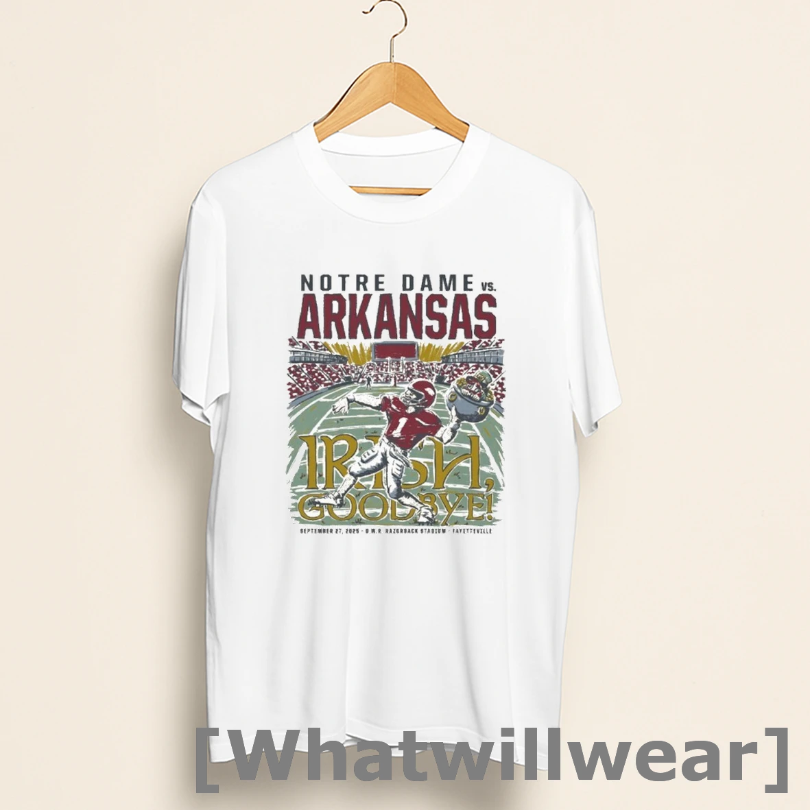 Official Irish Goodbye Arkansas Vs Notre Dame Game Day 2025 Shirts