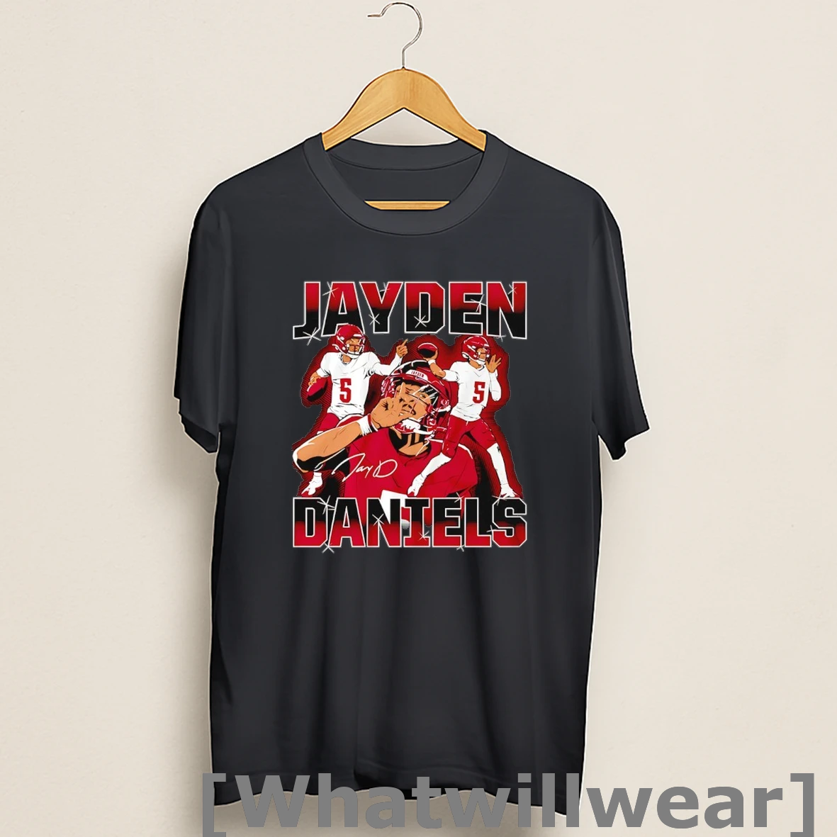 Official Jayden Daniels Washington Commanders Football Masterpiece Signature Shirts