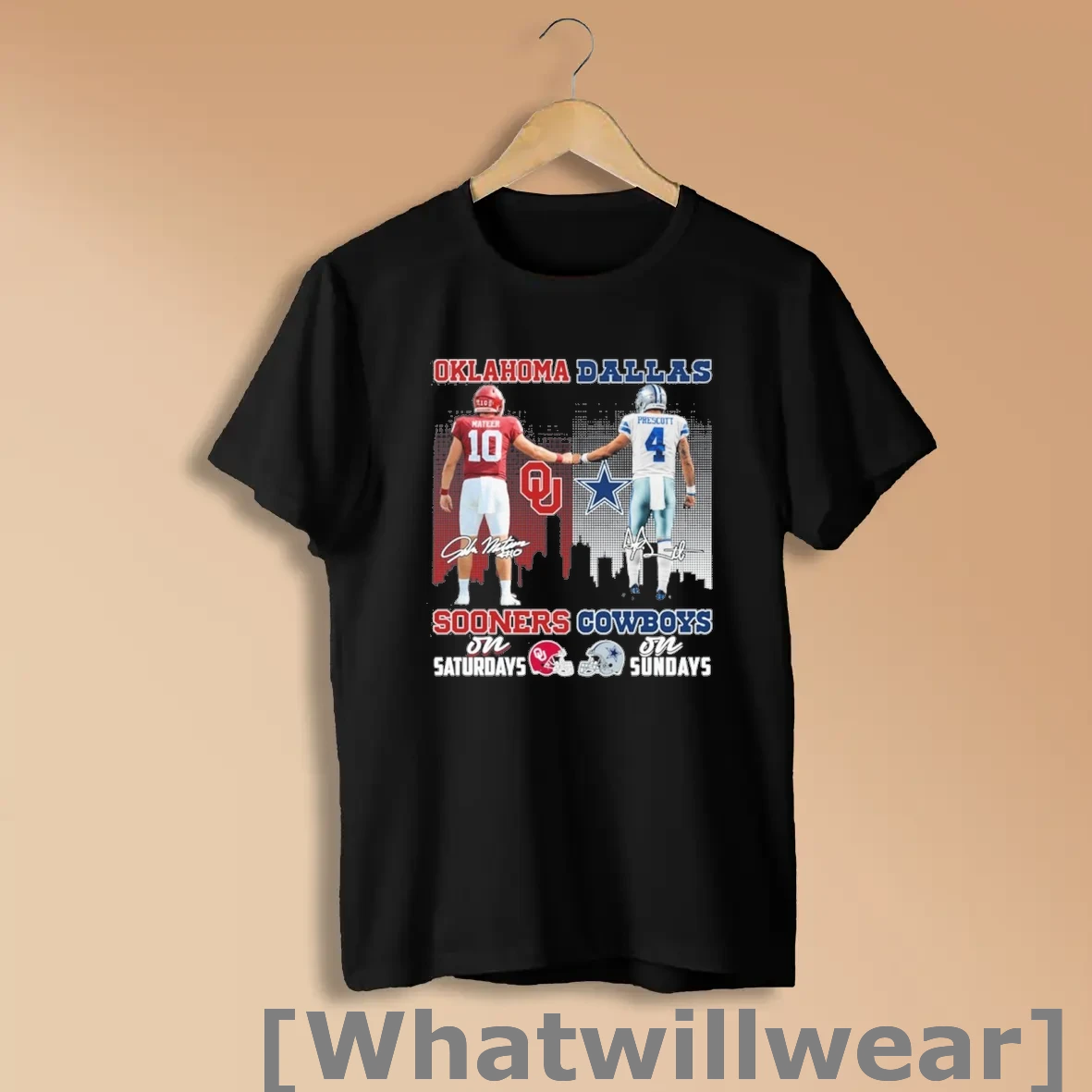 Official John Mateer Oklahoma Sooners On Saturdays And Dak Prescott Dallas Cowboys On Sundays Shirts