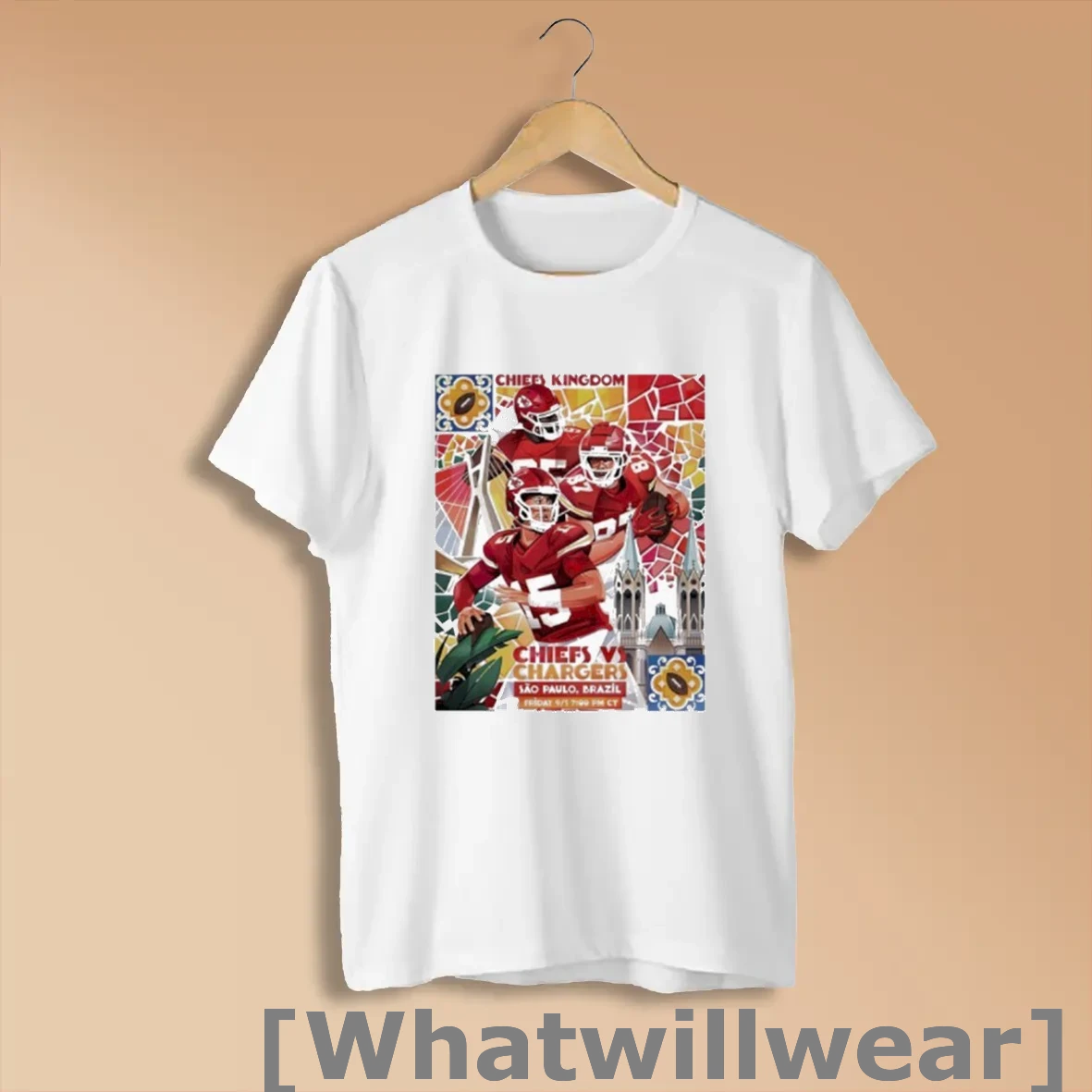 Official Kansas City Chiefs Vs Los Angeles Chargers Sao Paulo Brazil Football Match Graphic Shirts
