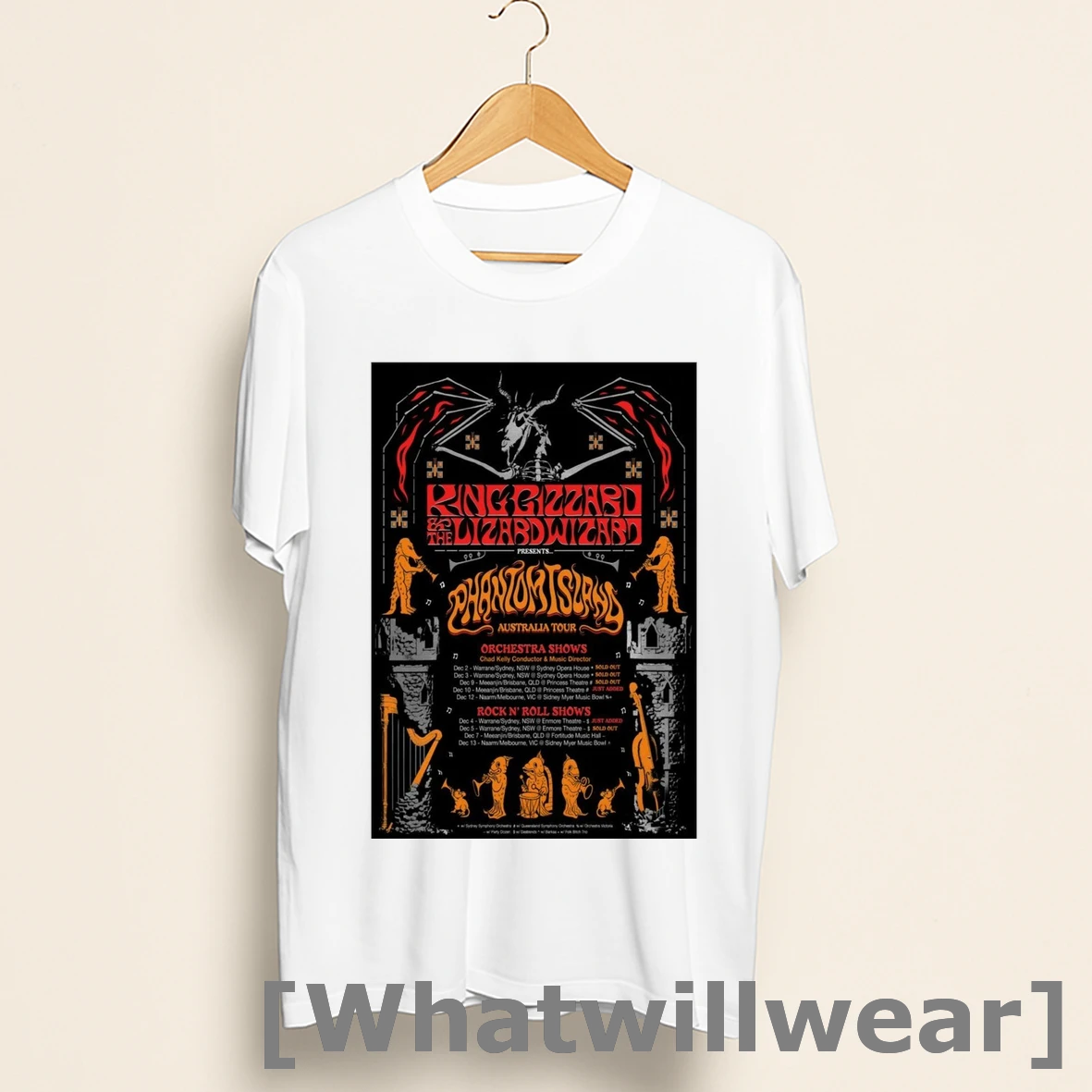 Official King Gizzard And The Lizard Wizard Phantom Island Aus Tour 2025 Shirts