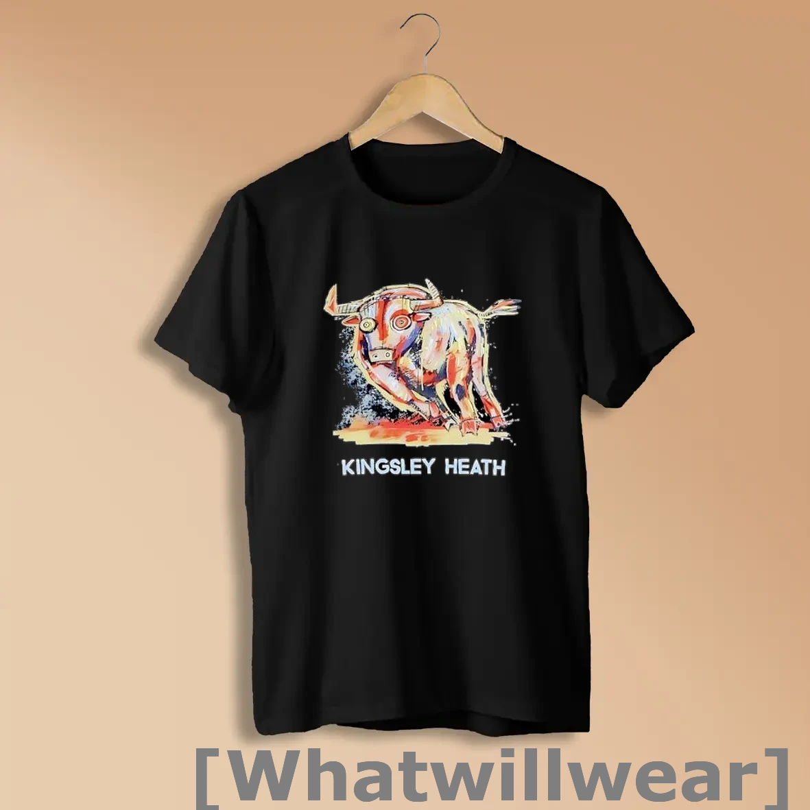 Official Kingsley Heath Abstract Bull Artwork Vintage Shirts