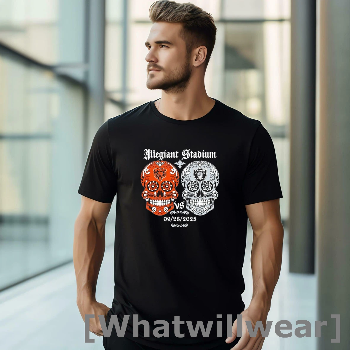 Official Las Vegas Raiders Vs Chicago Bears 2025 Sugar Skull Head To Head Tshirts Sweater