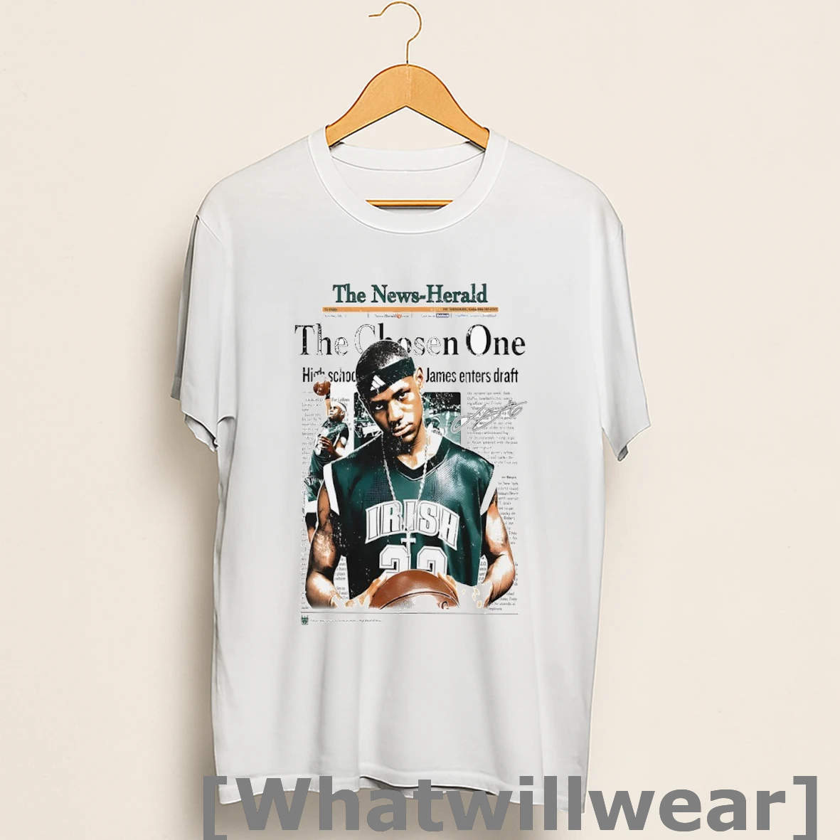 Official Lebron James The Chosen One Newspaper Signature Shirts