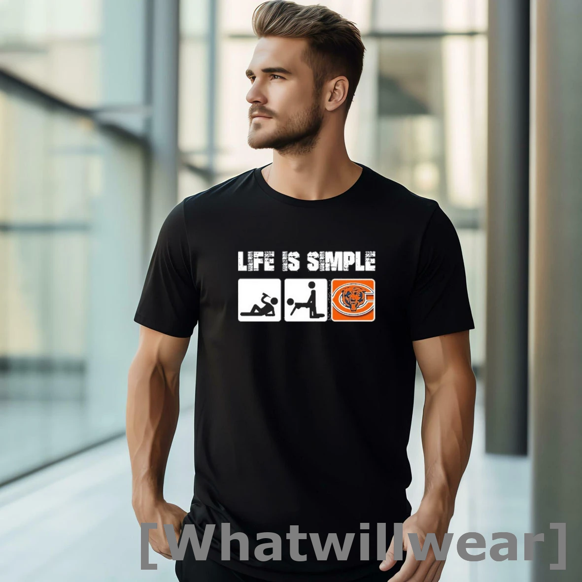 Official Life Is Simple Chicago Bears Logo Tshirts Sweater
