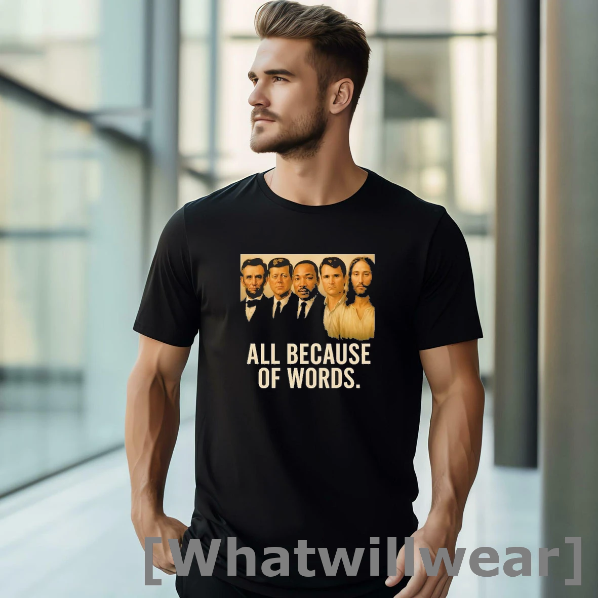 Official Lincoln Kennedy King Charlie Kirk Jesus All Because Of Words Tshirts Sweater