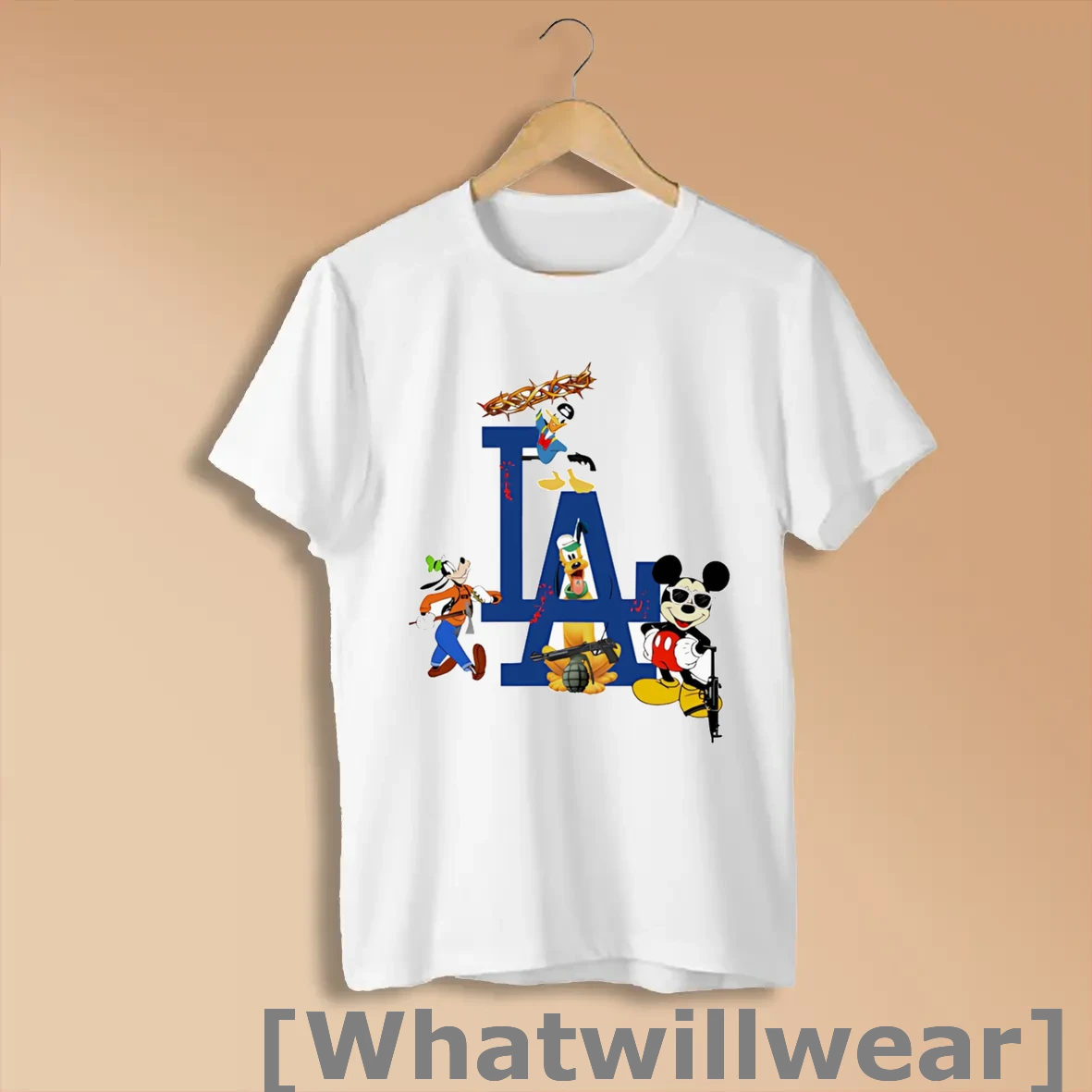 Official Los Angeles Dodgers Disney Cartoon Character Mashup Shirts
