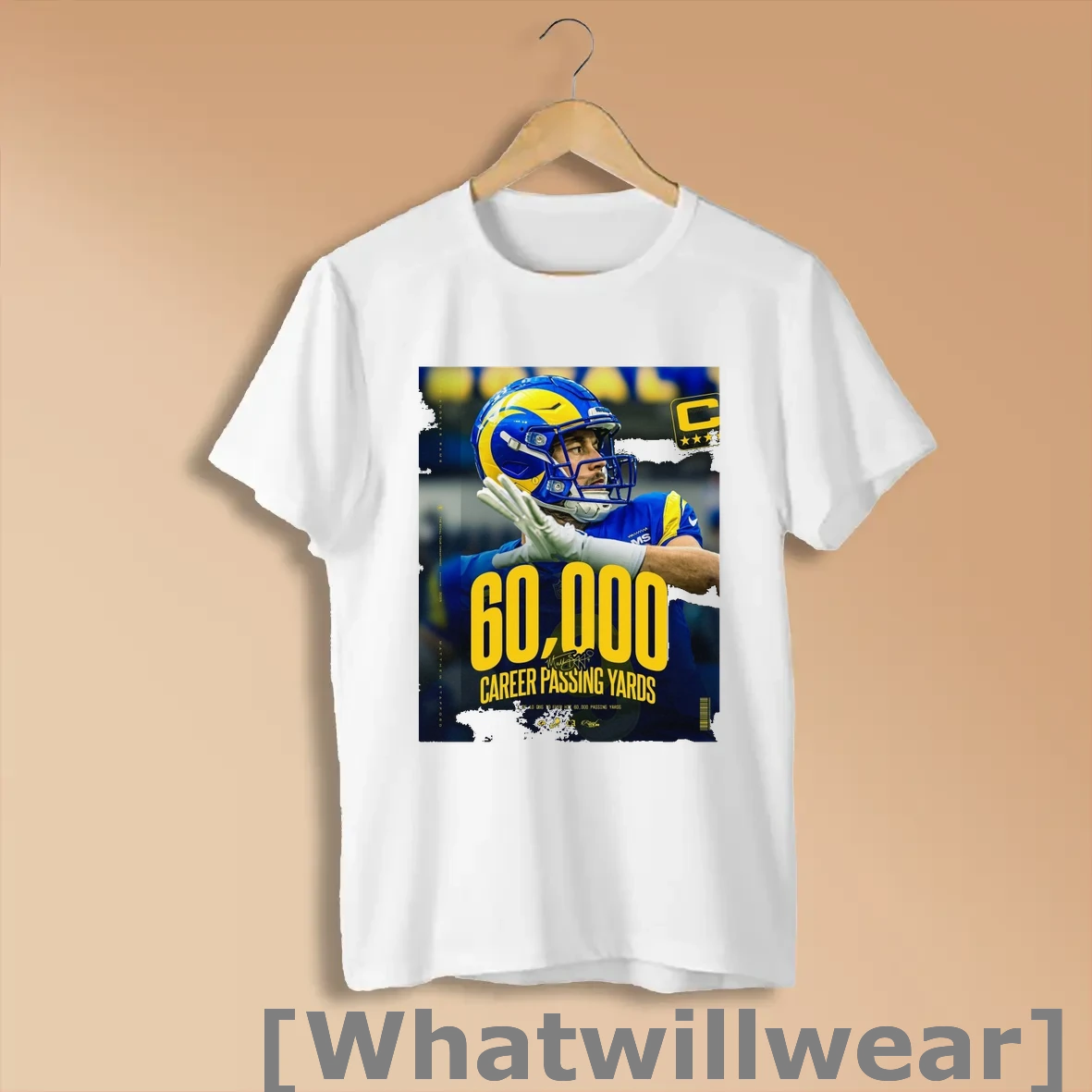 Official Los Angeles Rams Matthew Stafford 60000 Career Passing Yards Signature Shirts