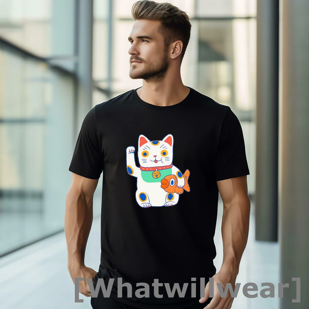 Official Lucky Cat And Fish Tshirts Sweater