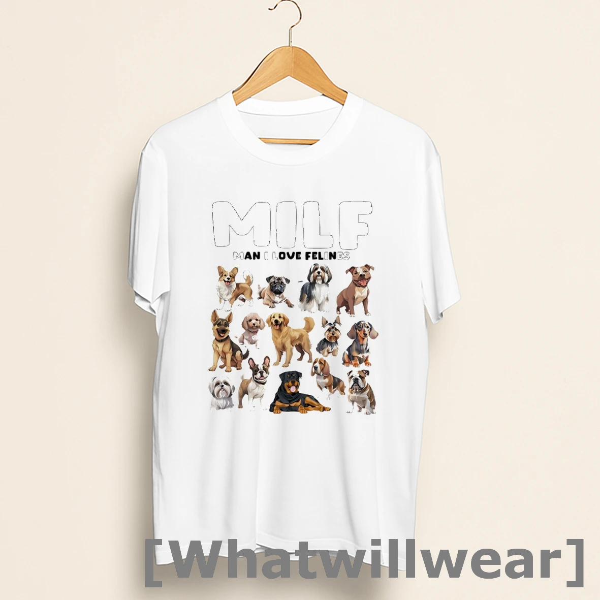 Official Milf Man I Love Felines Dogs Shirts