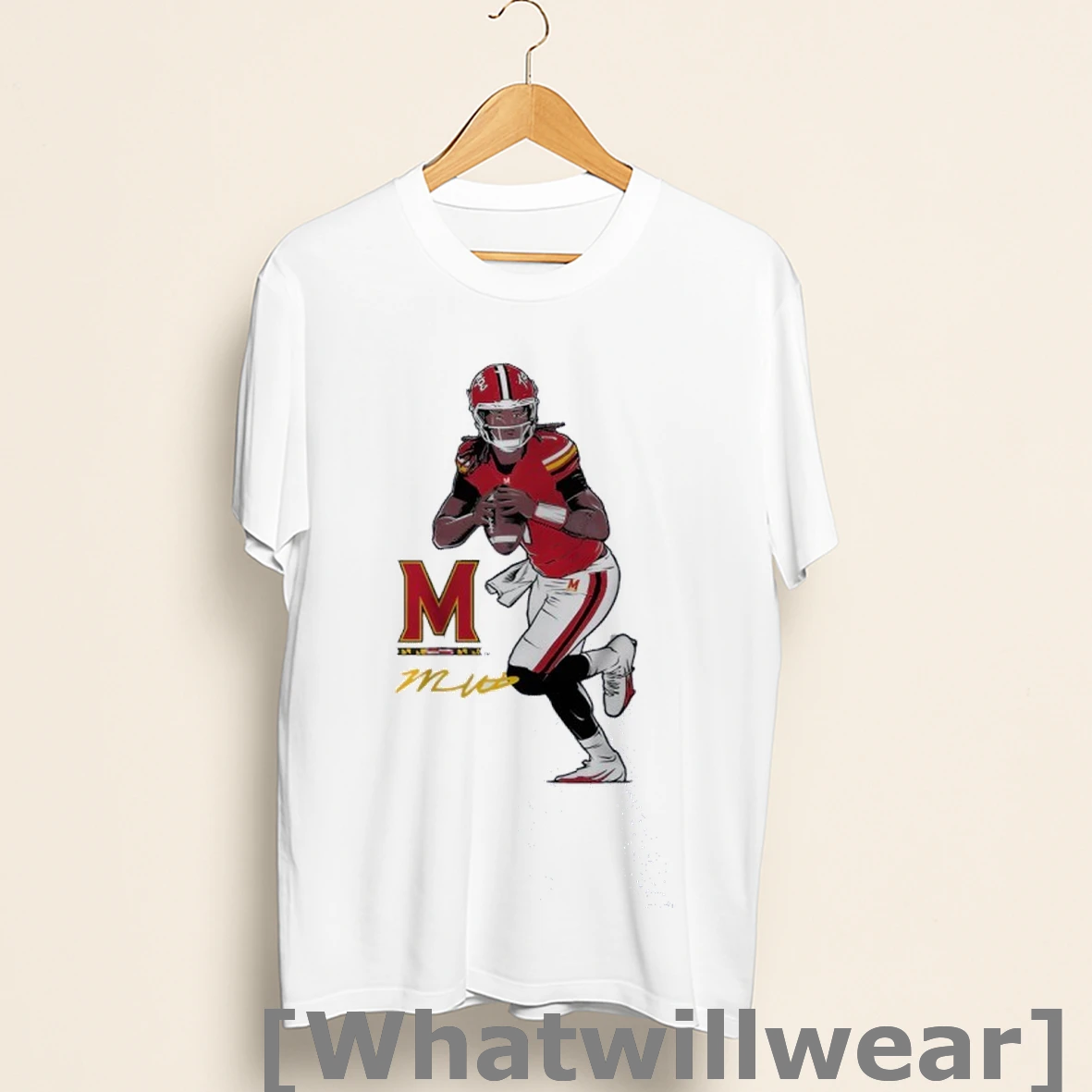 Official Maryland Football Malik Washington Superstar Pose Signature Shirts
