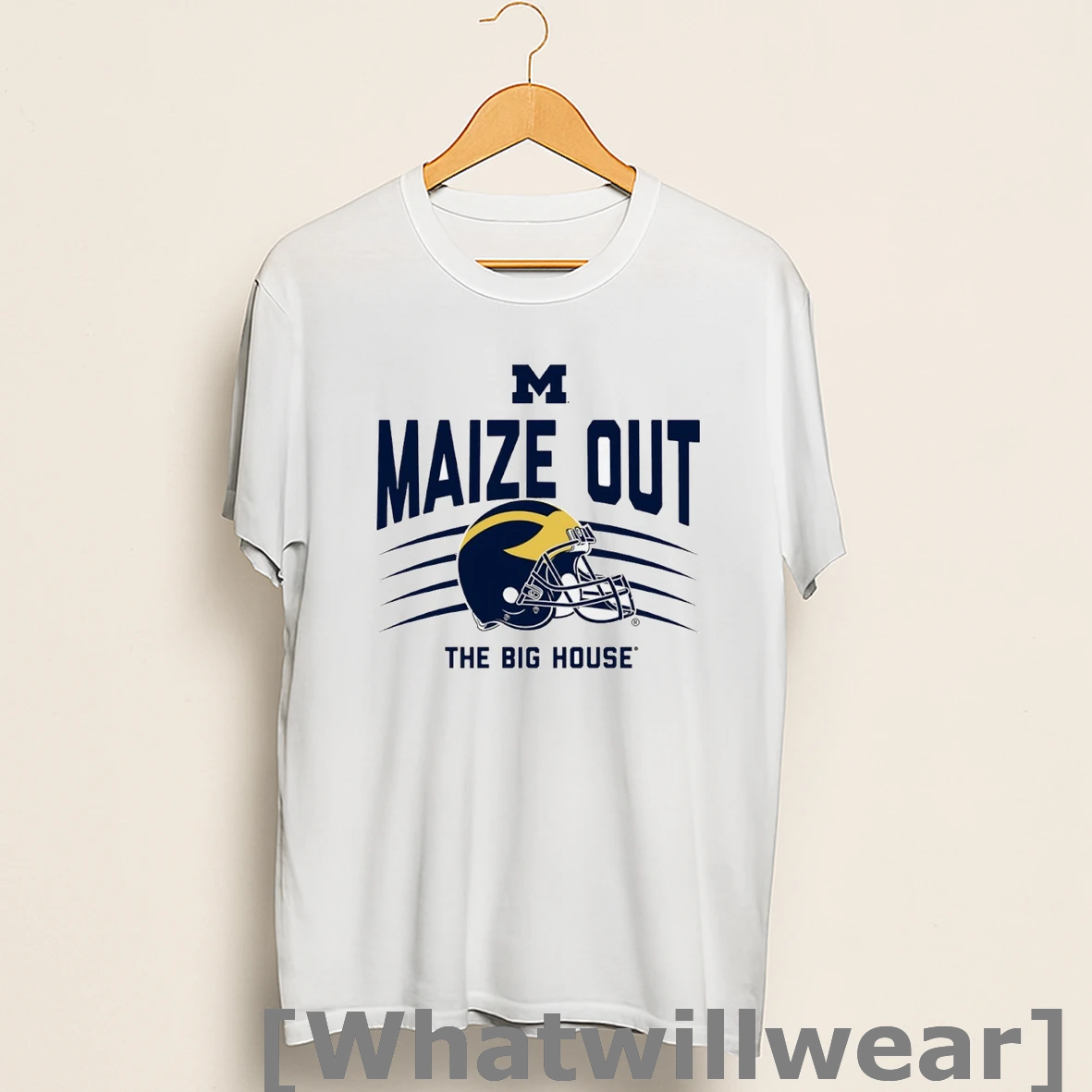 Official Michigan Wolverines Maize Out The Big House Scratch Helmet Shirts