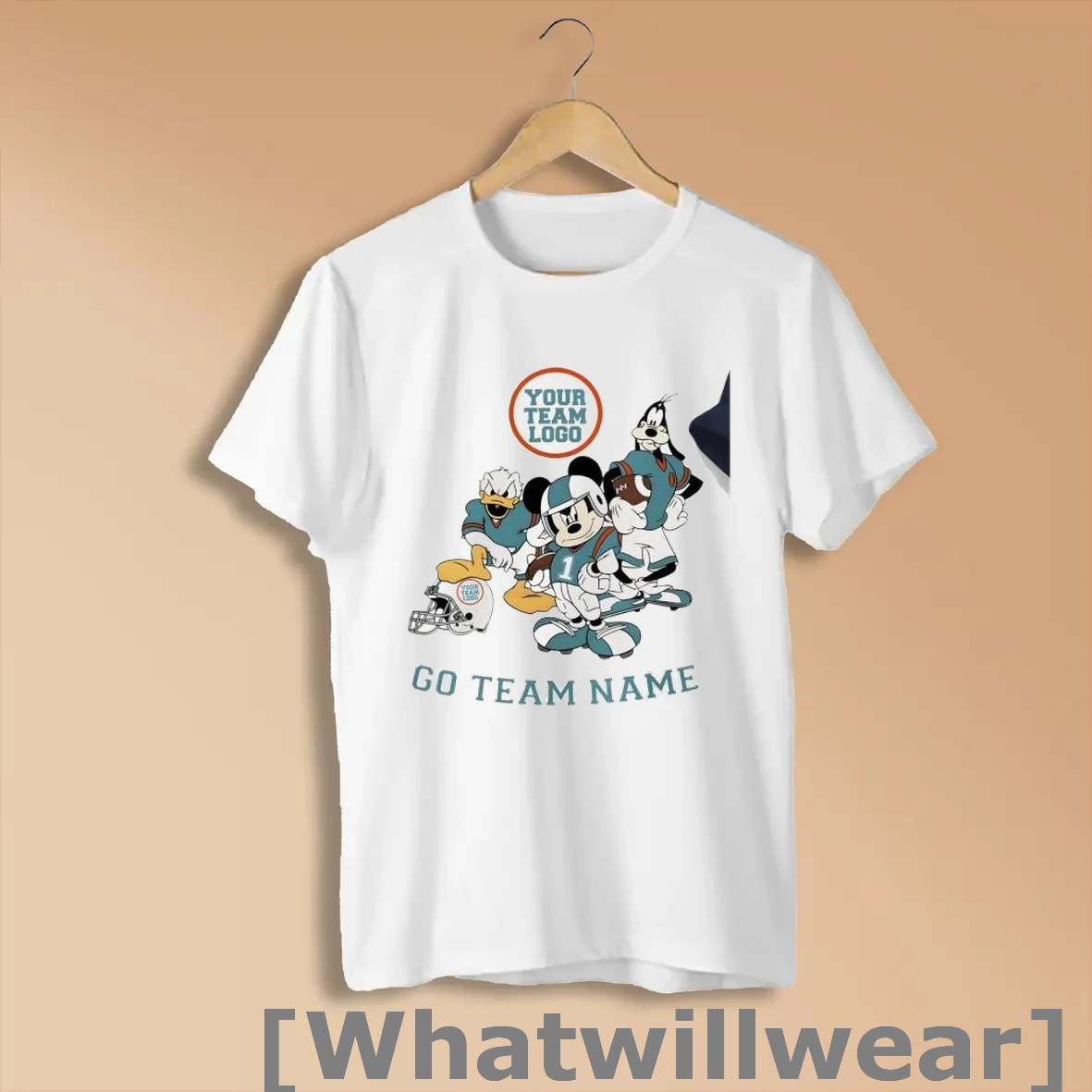 Official Mickey And Friends Your Team Logo Go Team Name Football Matching Shirts