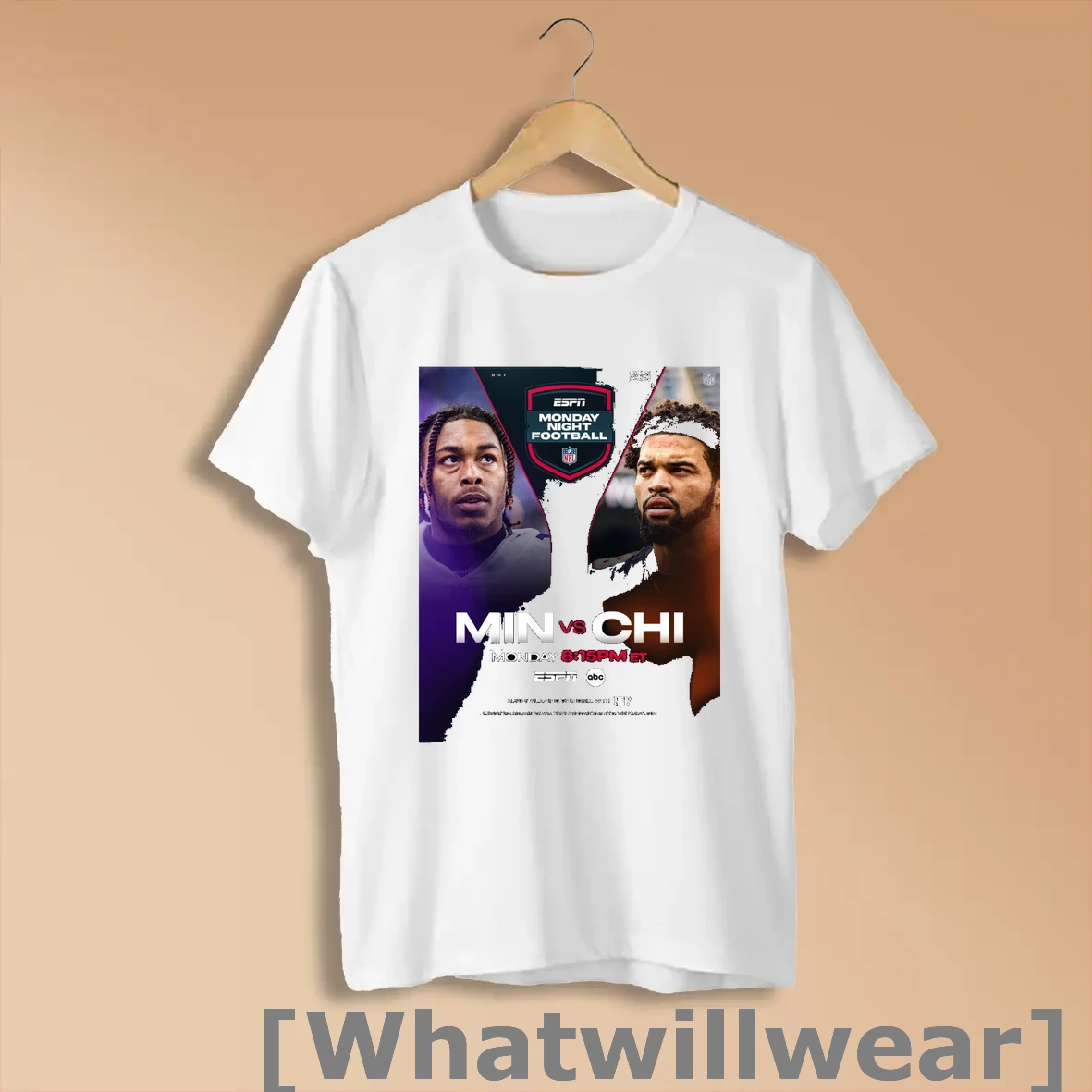 Official Minnesota Vikings Vs Chicago Bears Monday Nfl Espn Monday Night Football 2025 Shirts