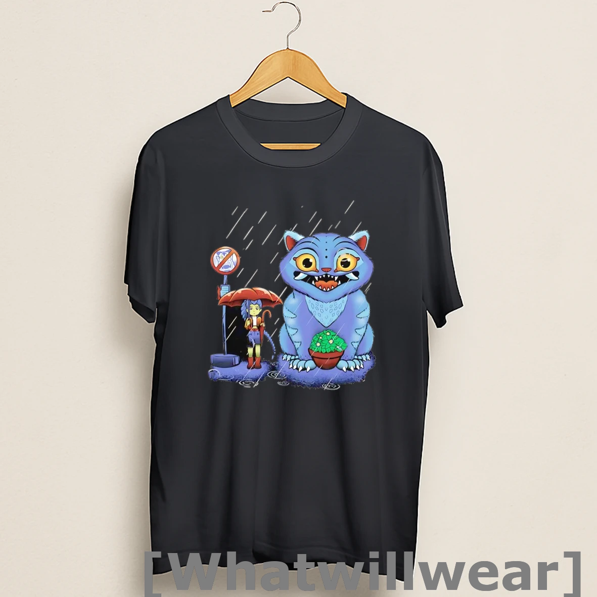 Official My Neighbor Derpy Rumi And Derpy Tiger At A Bus Stop X My Neighbor Totoro Shirts