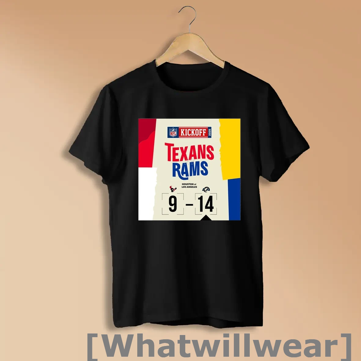 Official Nfl Kickoff 2025 Rams Wins 14 9 Texans Score Shirts