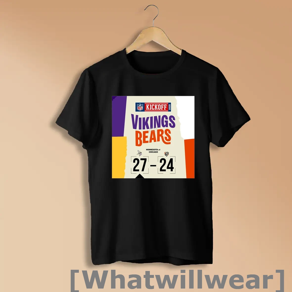Official Nfl Kickoff 2025 Vikings Wins 27 24 Bears Score Shirts