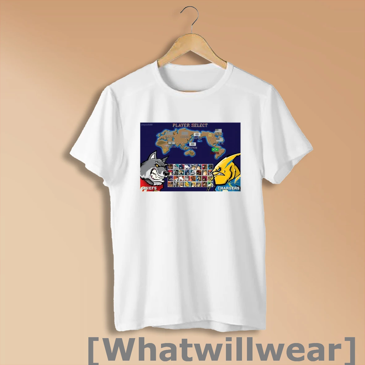 Official Nfl Street Fighter Ii The World Warriors Chiefs Vs Chargers 2p Player Select Shirt Sweatshirt