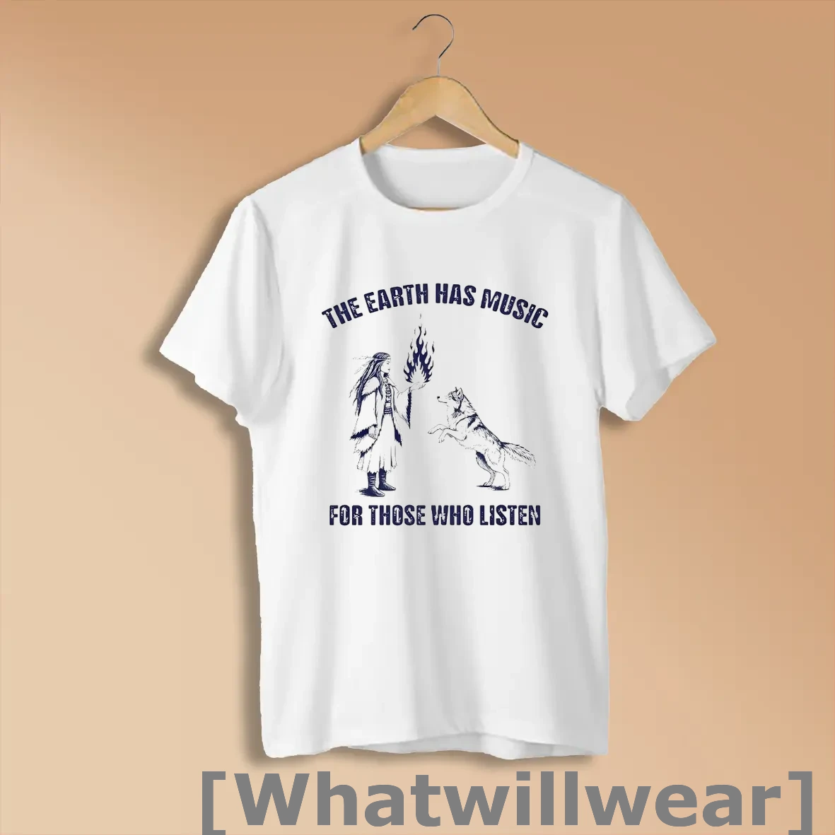 Official Native American Wolf Spirit The Earth Has Music For Those Who Listen Shirts