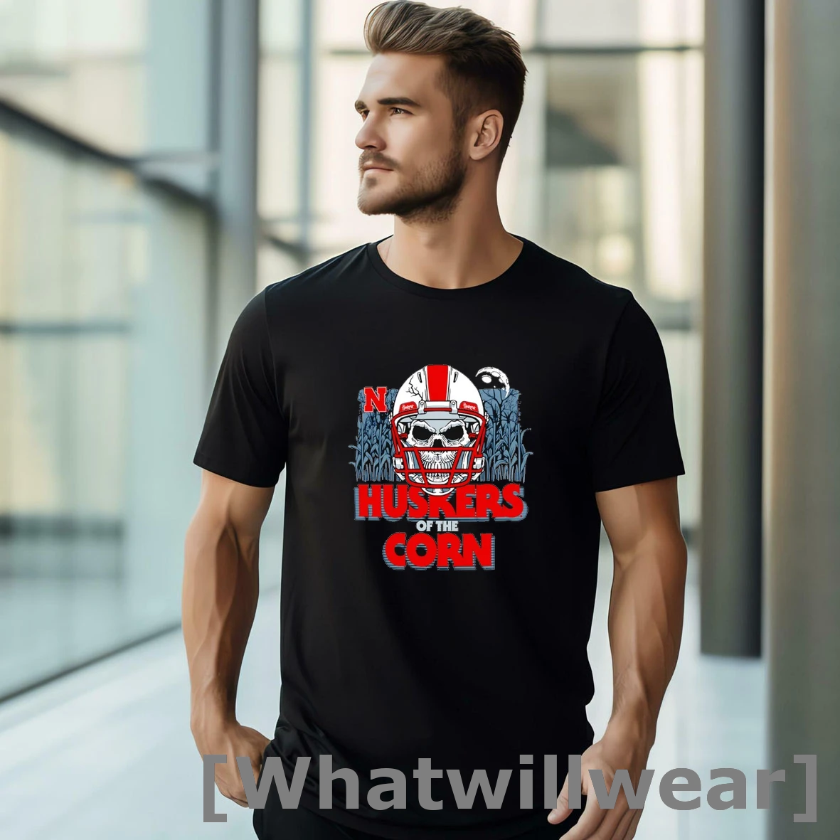Official Nebraska Huskers Skull Huskers Of The Corn Shirts
