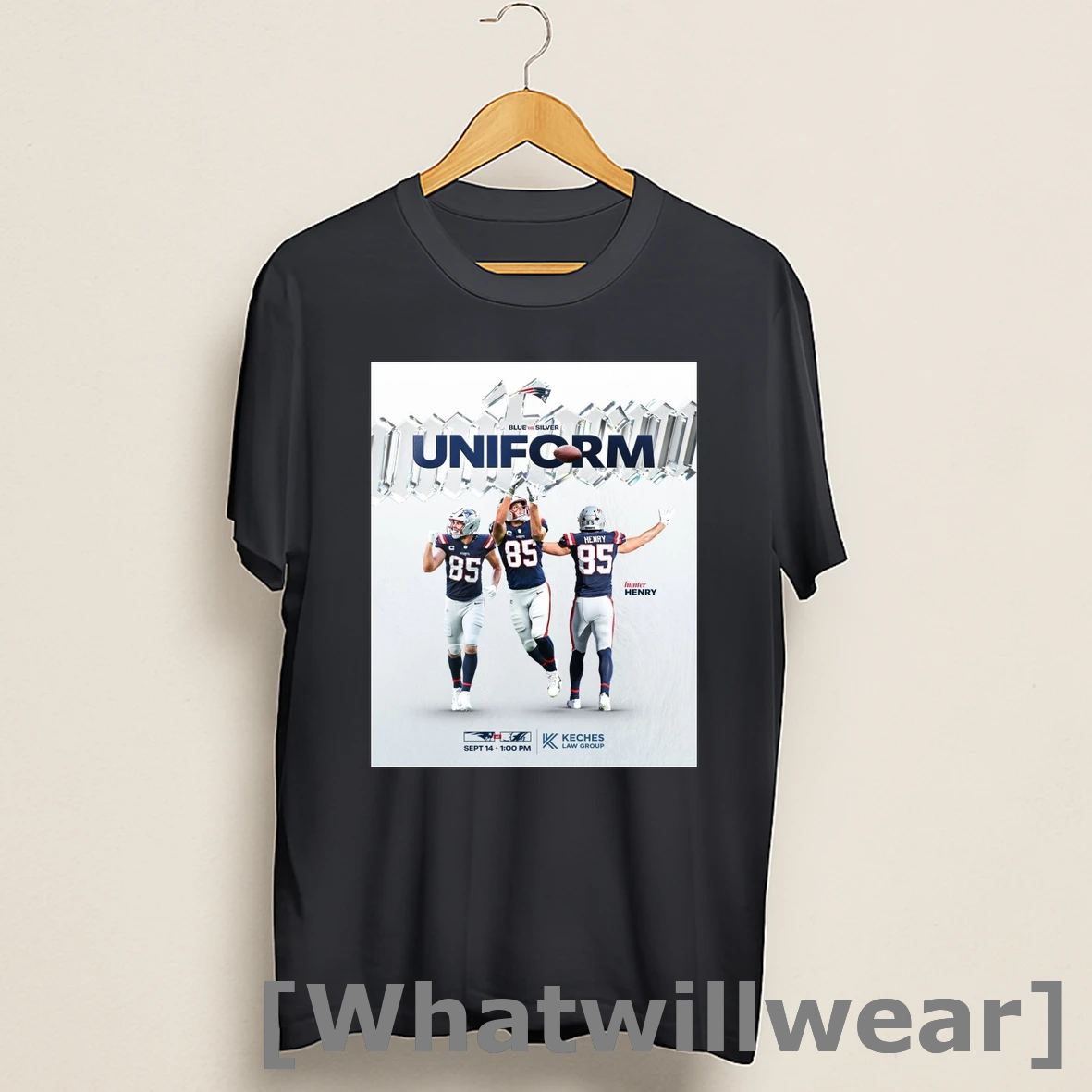 Official New England Patriots Vs Miami Dolphins Hunter Henry Blue On Silver Uniform September 14th 2025 Shirts