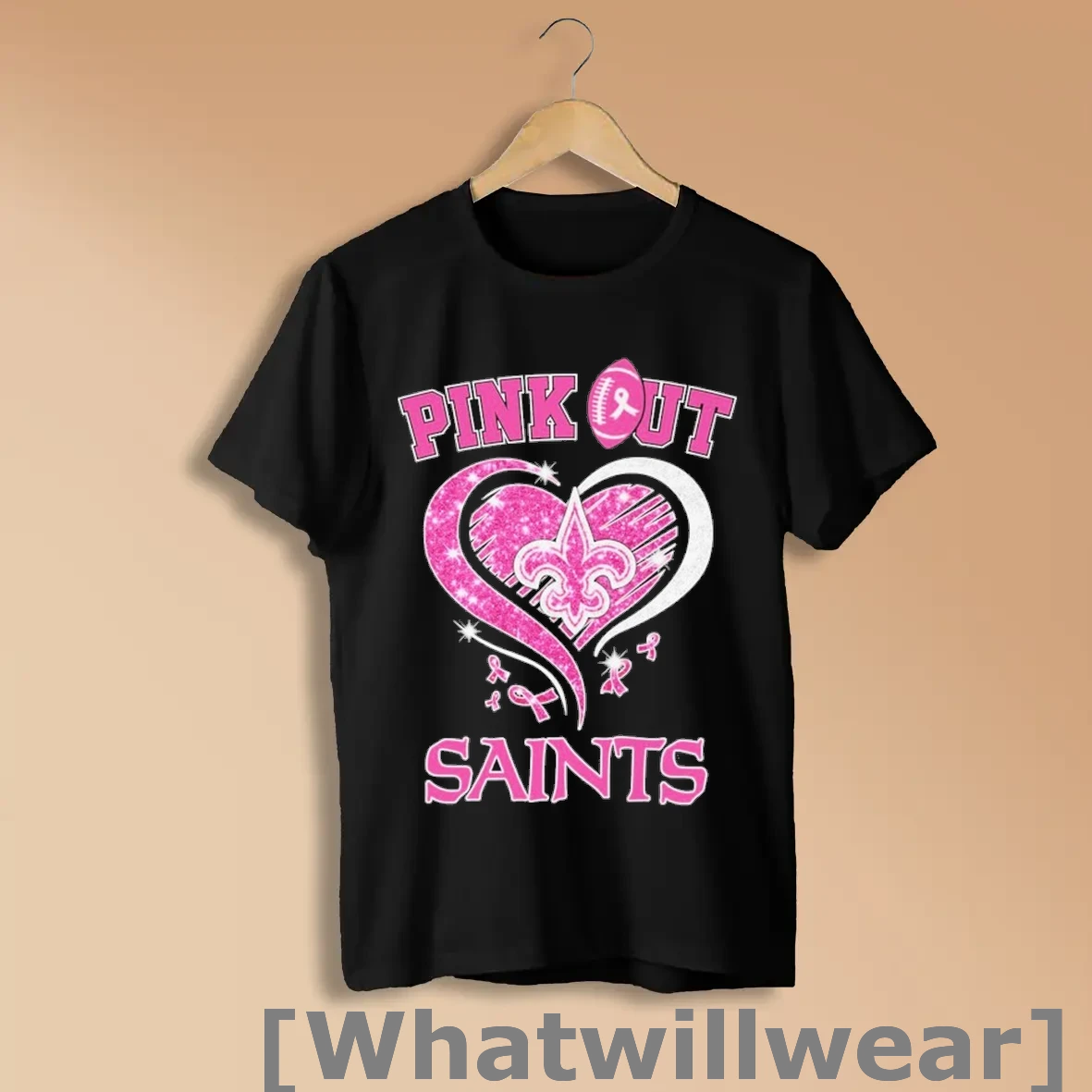 Official New Orleans Saints Pink Out Breast Cancer Diamond Heart T Shirts Shirts