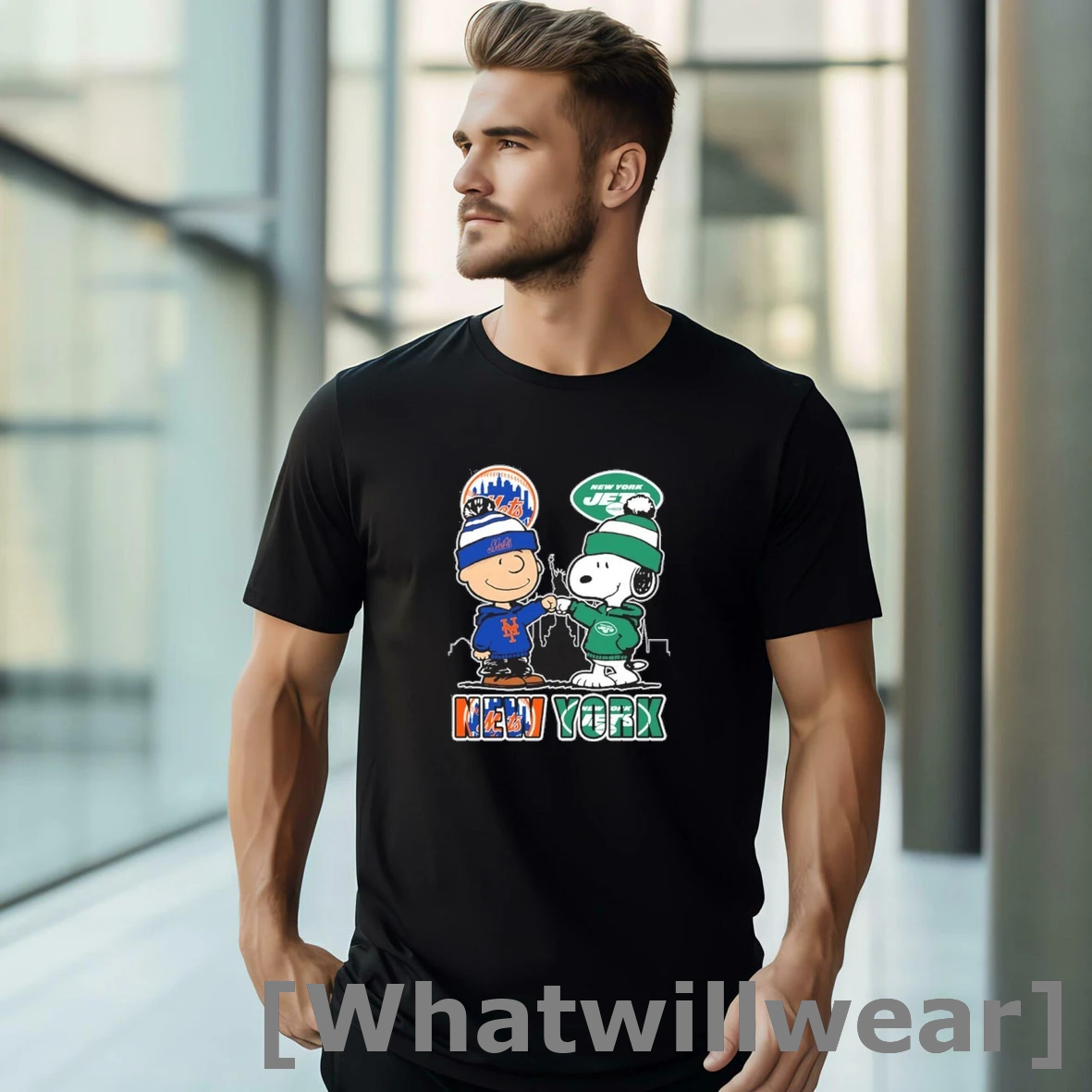 Official New York Snoopy Fist Bump Charlie Brown Mets And Jets Tshirts Sweater