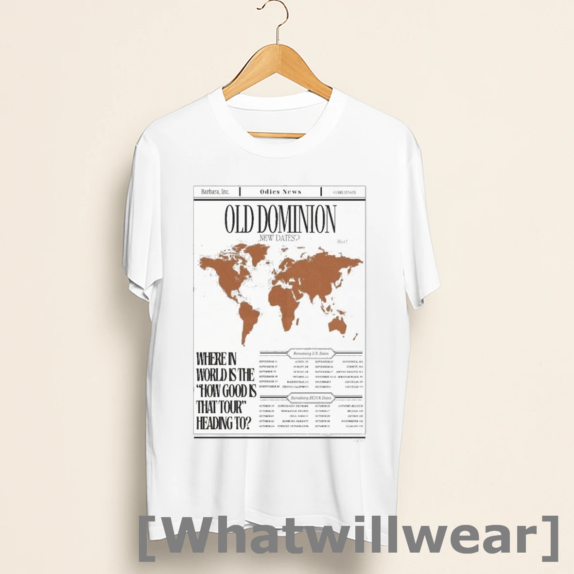 Official Old Dominion Where In World Is The How New Dates Tour 2025 Shirts