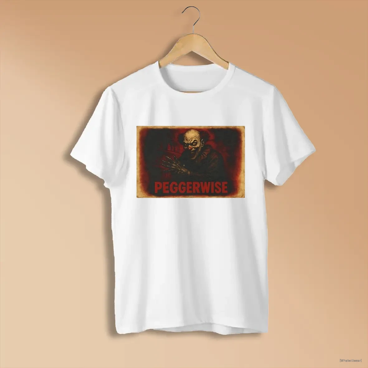 Official Peggerwise Pennywise Spooky Clown Horror Graphic Halloween T White Shirts