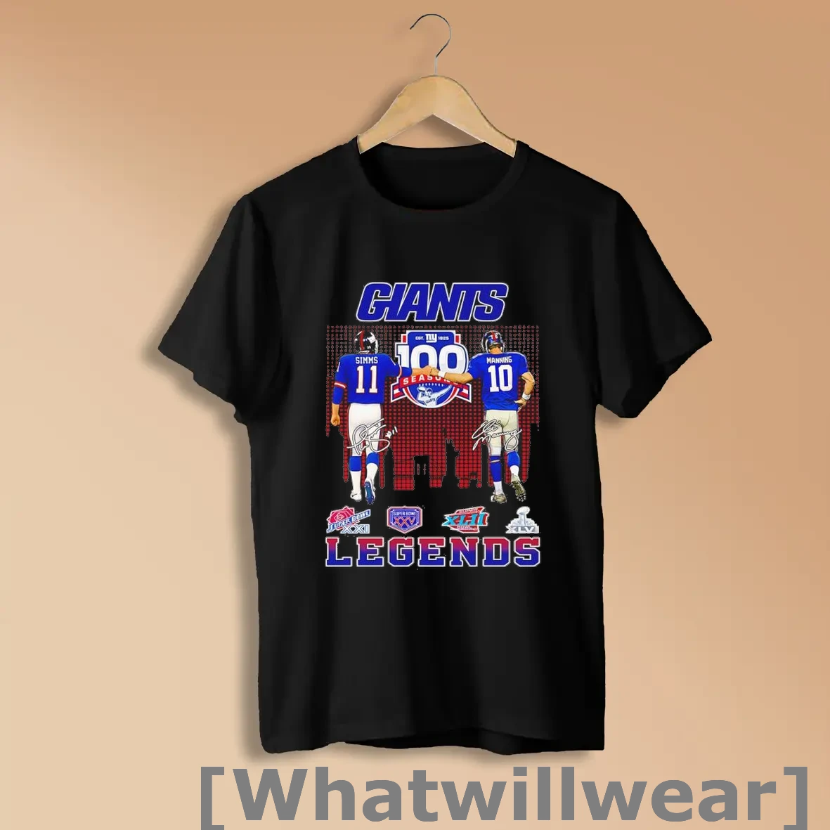 Official Phil Simms And Eli Manning New York Giants Legends Signature Shirts