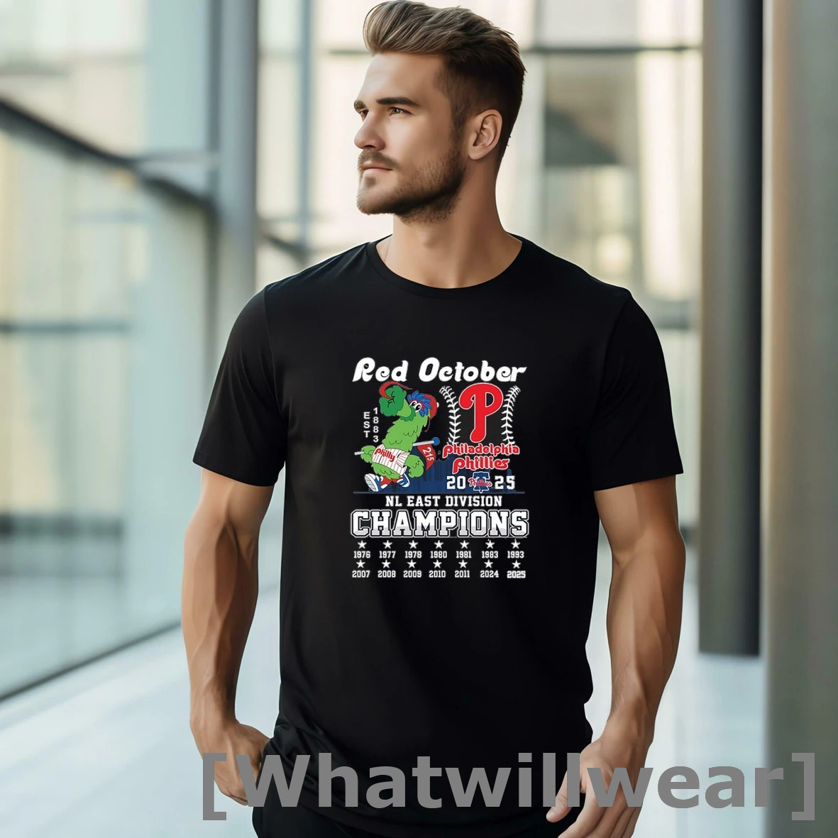 Official Phillie Phanatic Red October 2025 Nl East Division Champions Phillies Tshirts Sweater