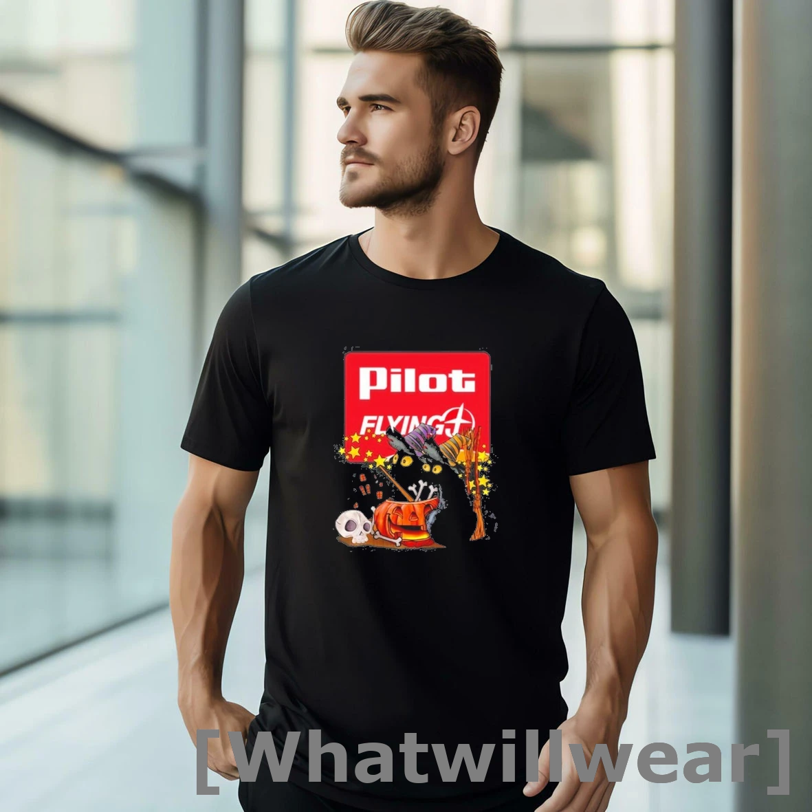 Official Pilot Flying Cats Witch Halloween Tshirts Sweater