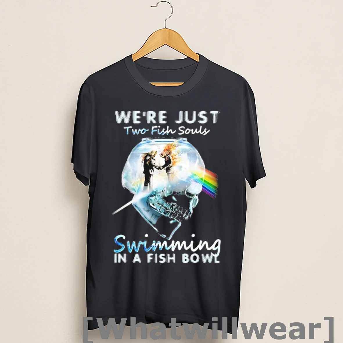 Official Pink Floyd Were Just Two Fish Sound Swimming In A Fish Bowl Skull Shirts