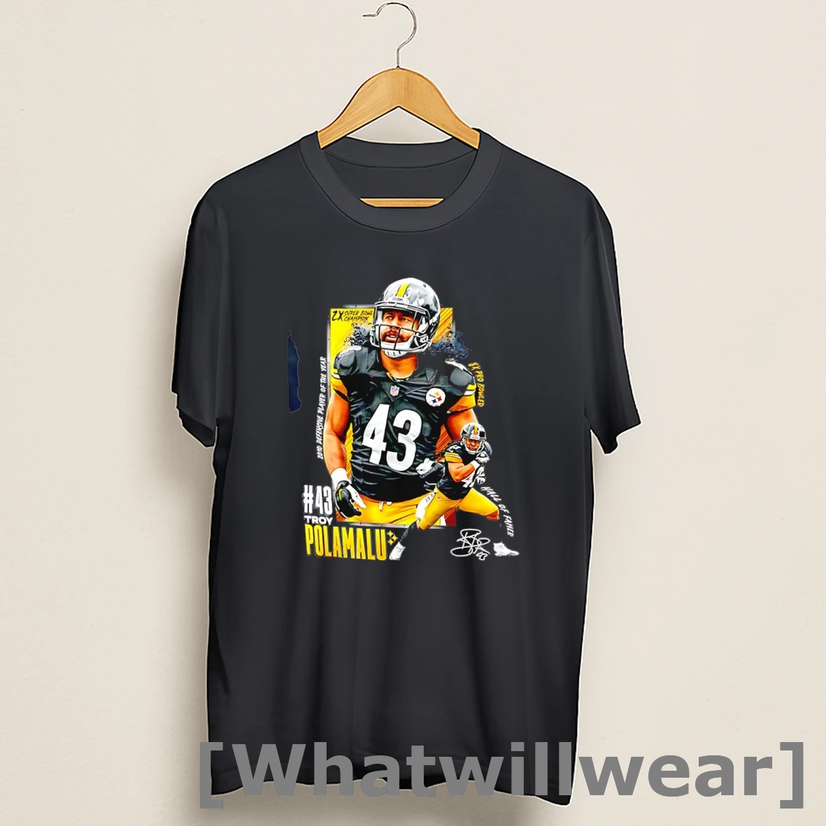 Official Pittsburgh Steelers Football 43 Troy Polamalu Signature Shirts