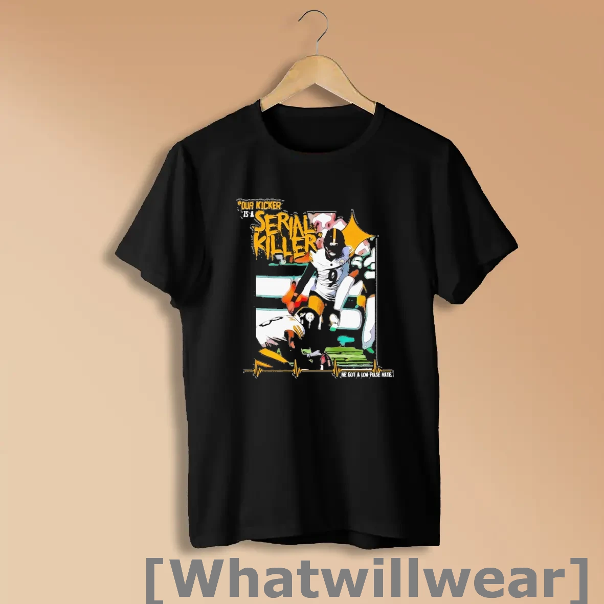 Official Pittsburgh Steelers Low Pulse Rate Our Kicker Is A Serial Killer Shirts