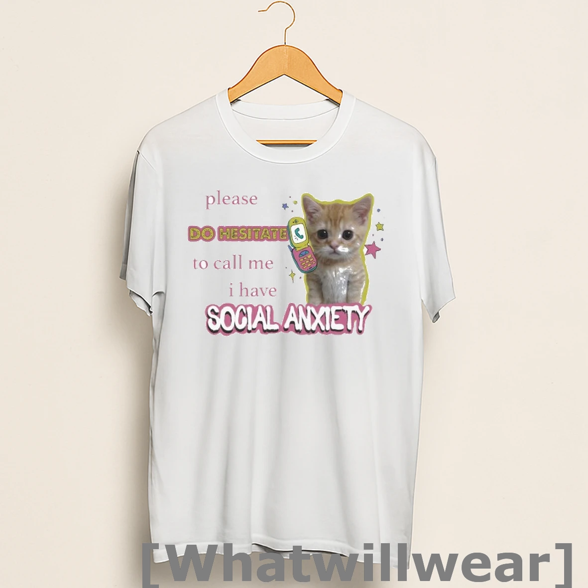Official Please Do Hesitate To Call Me I Have Social Anxiety Cat Shirts