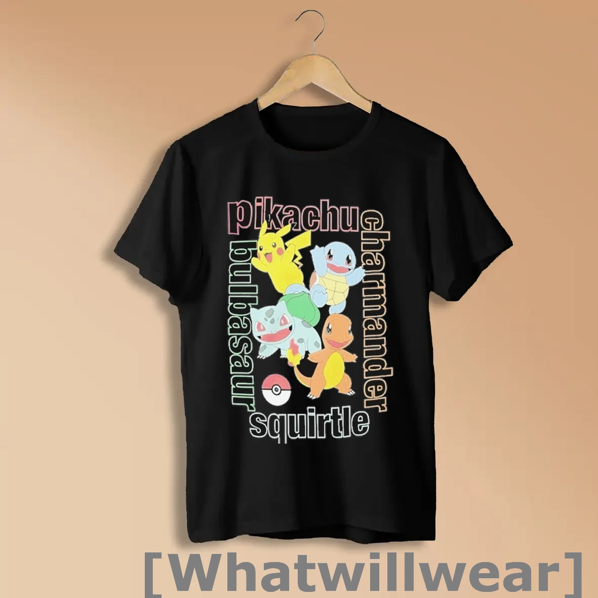 Official Pokemon Starter Squad Pikachu Bulbasaur Charmander And Squirtle T Shirts Shirts