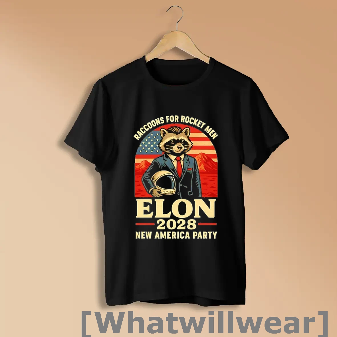 Official Raccoon For Rocket Men Elon Musk 2028 New America Party Shirts