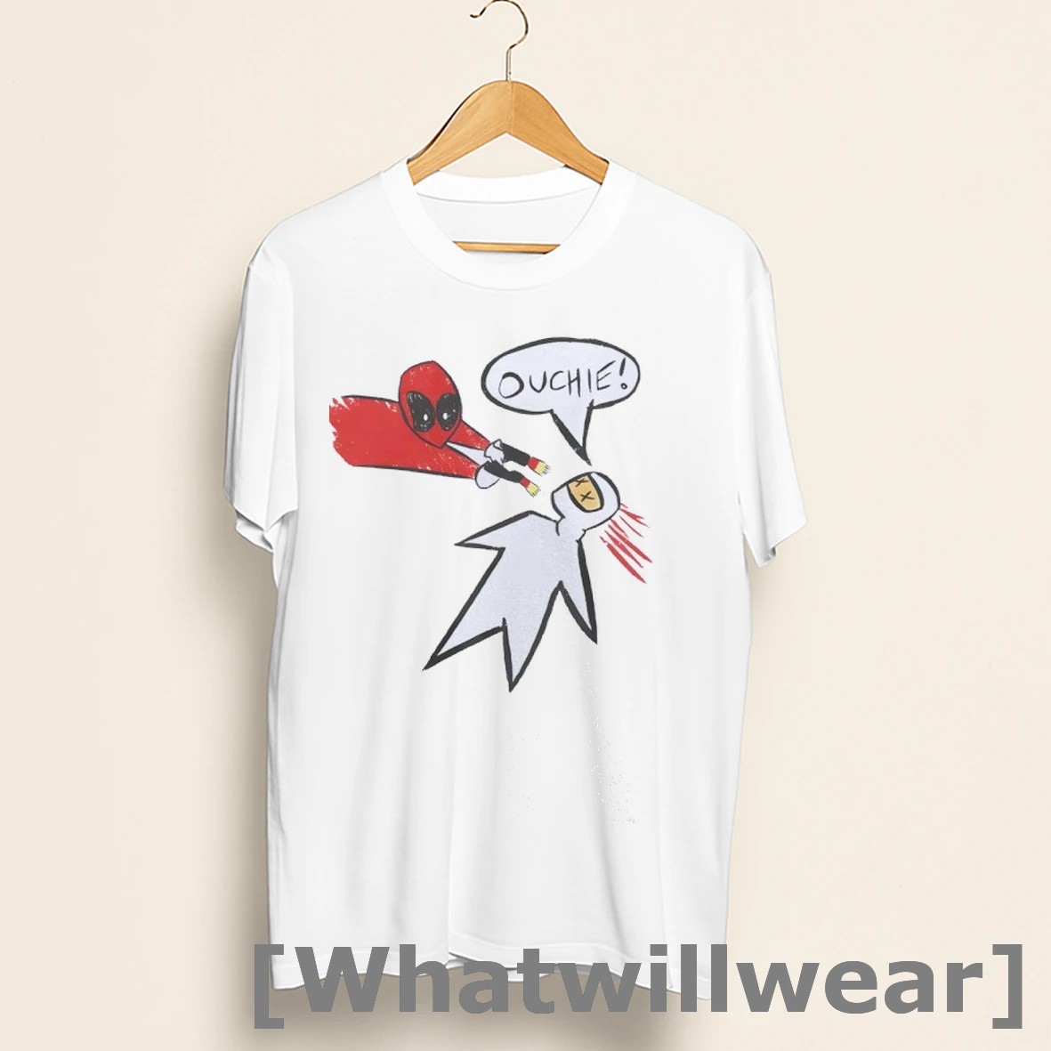 Official Rare Marvel Deadpool Ouchie Drawing Shirts
