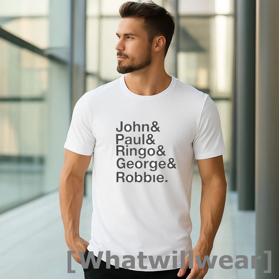 Official Robbie Williams Wearing John Paul Ringo George Robbie Tshirts Sweater