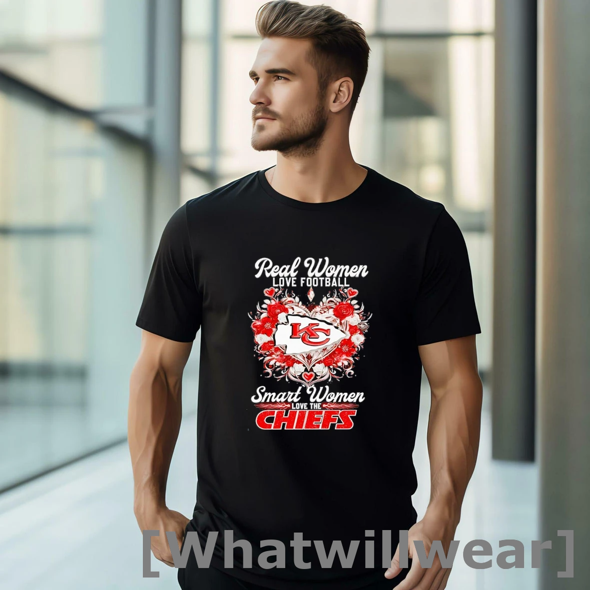 Official Rose Heart Real Women Love Football Smart Women Love The Chiefs Tshirts Sweater